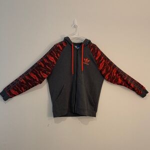 Adidas Men’s Full Zip Hoodie vibrant orange camo / dark gray athletic XL
